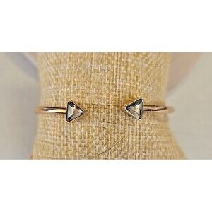 Fossil Open Cuff Bracelet Rose Gold Tone Arrowhead Rhinestone Steel Bangle